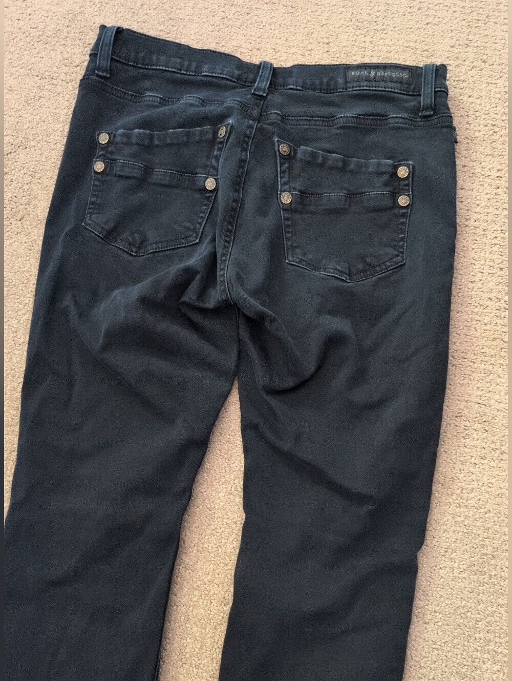 Rock & Republic Gold Button Black High Waist Skinny Jeans/ Denim - Picture 6 of 7